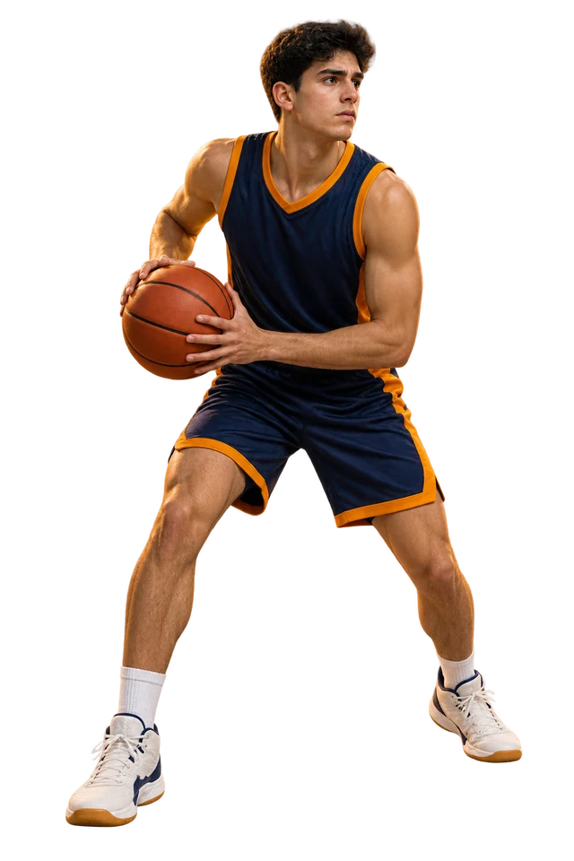 Basketbol topuyla antrenmana odaklanan genç bir sporcu